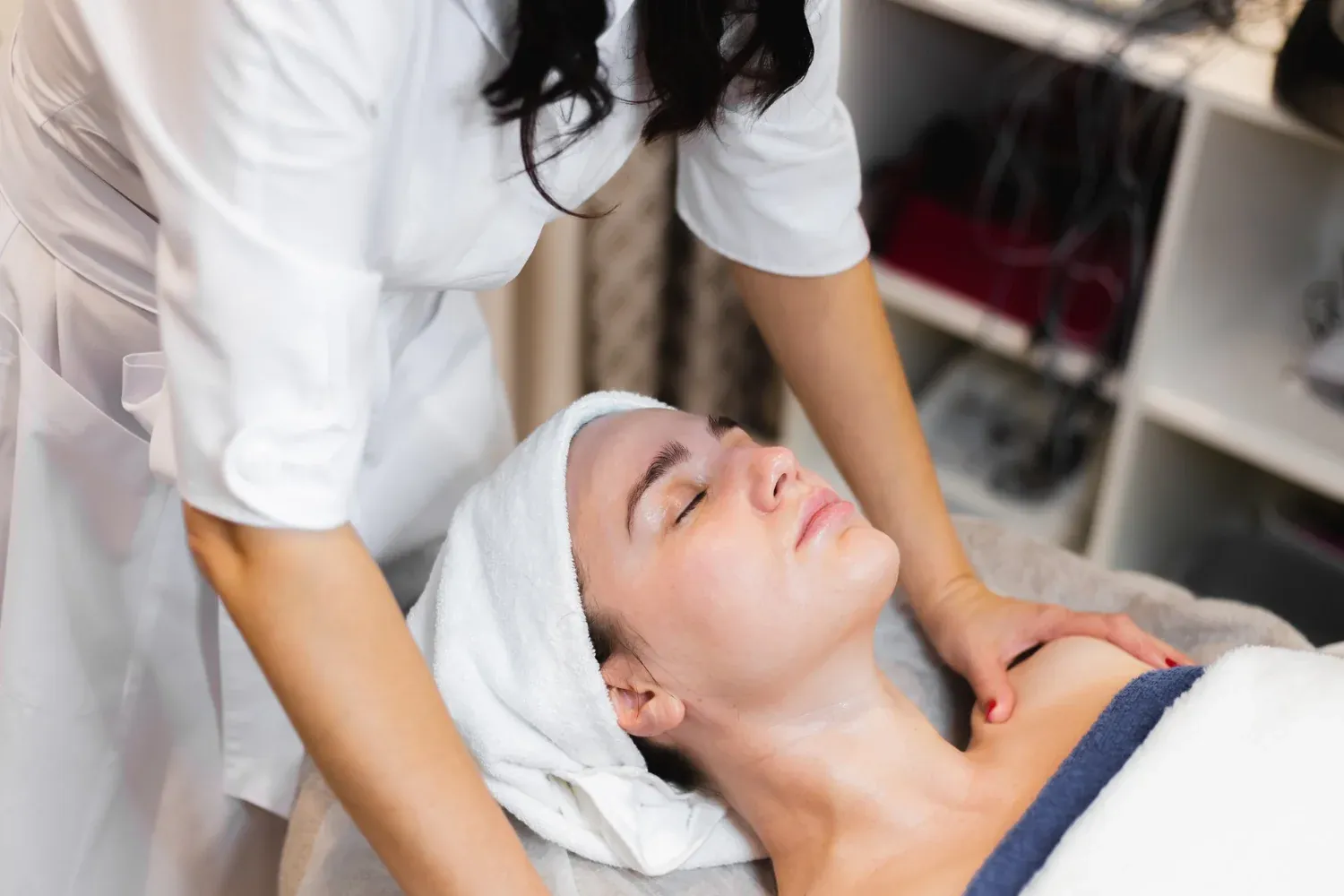 Client receiving a facial treatment